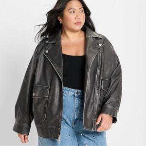 Relaxed Leather Moto Jacket Future Collective - NWT sz1X